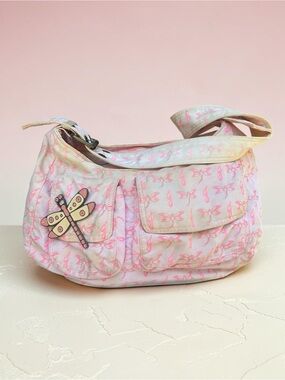 JLo Slouchy Y2K Vintage Pink Dragonfly Shoulder Bag  🎀 RARE 🦄 Hard to Find 🦋